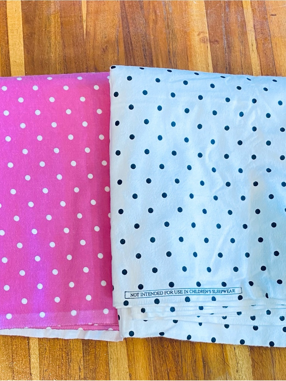Polka Dot Flannel Fabric 2 yards each pf pink/white and white/black total 4 yard